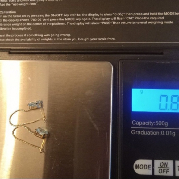 14k Solid Gold Emerald Cut Swiss Blue Topaz Threader Locking Designer Earrings - Picture 3 of 7